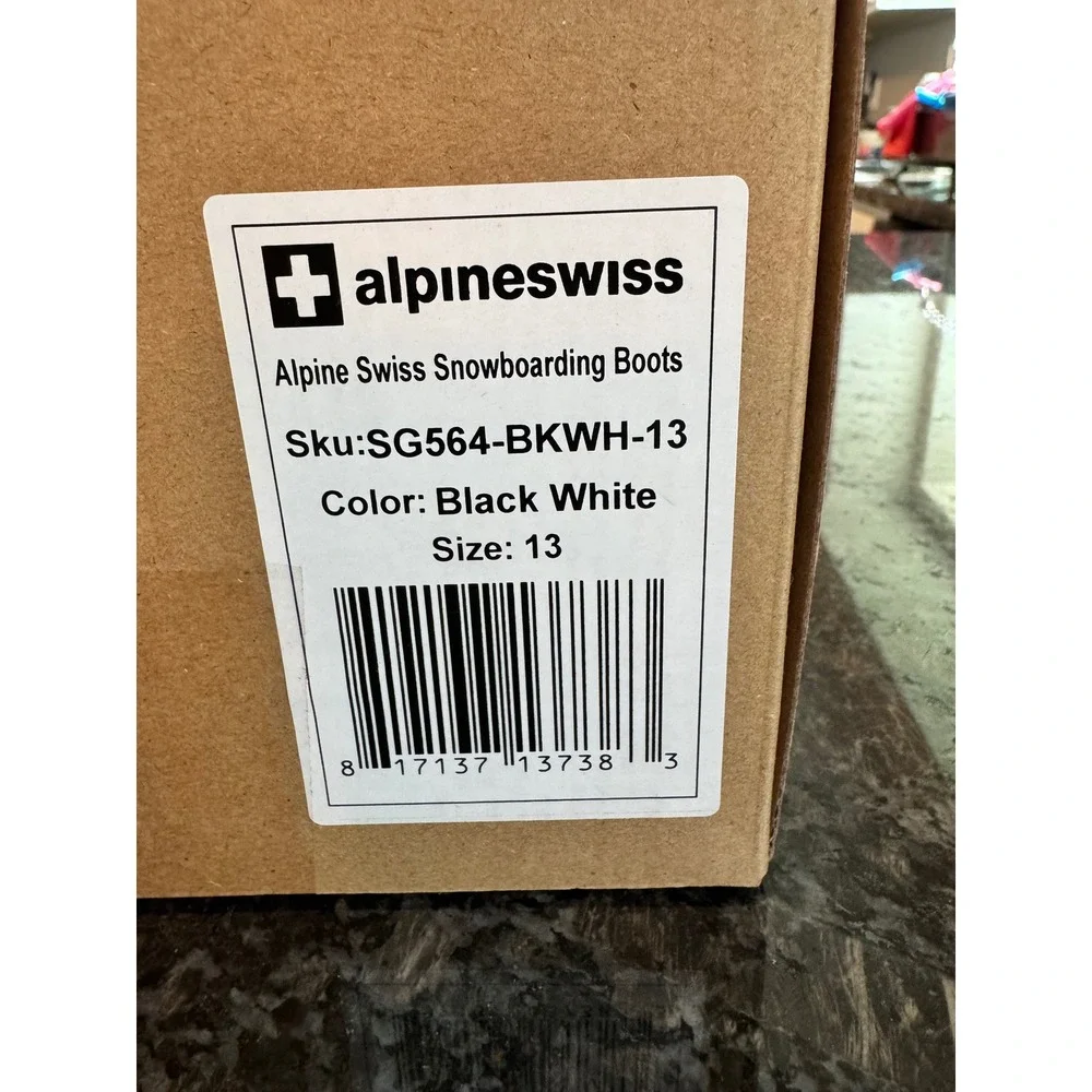 Alpine Swiss Mens Snowboarding Boots Black White SG564-BKWH-13 Size 13